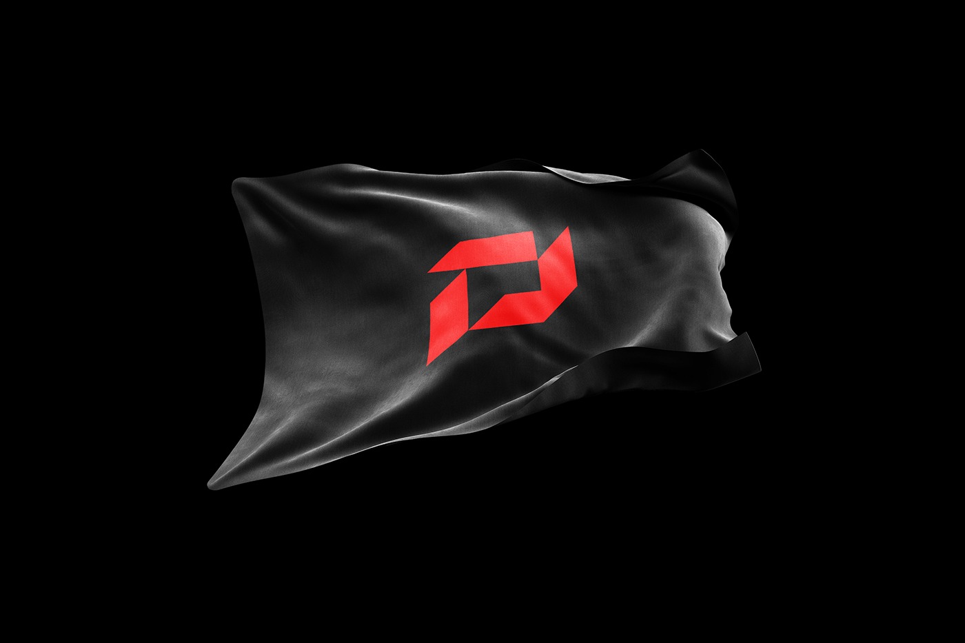 Hero Instituto Pomin — bandeira preta com símbolo P em vermelho