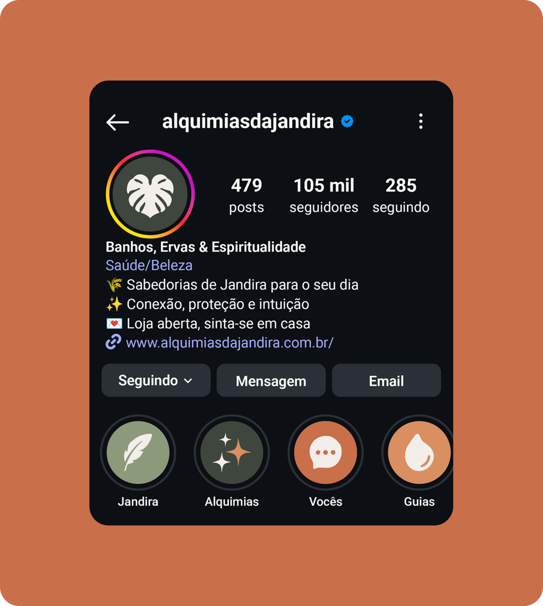 App Alquimias da Jandira — versão urucum